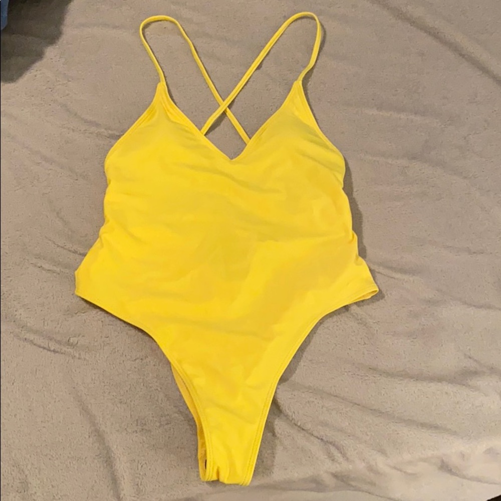 Yellow One Piece Swimwear